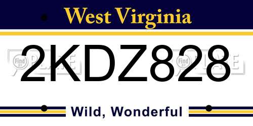 2KDZ828 West Virginia License Plate