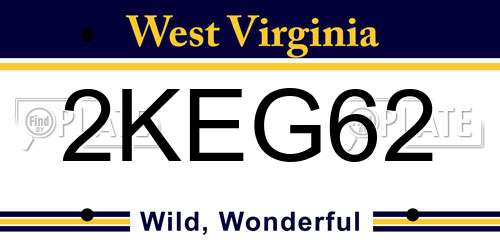2KEG62 West Virginia License Plate
