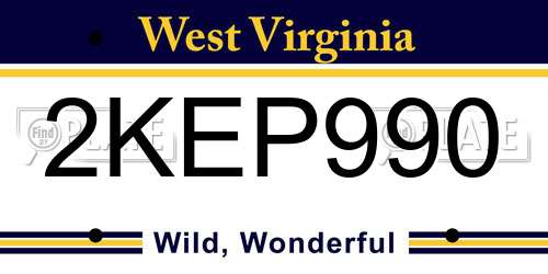 2KEP990 West Virginia License Plate