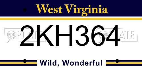 2KH364 West Virginia License Plate