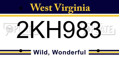 2KH983 West Virginia License Plate
