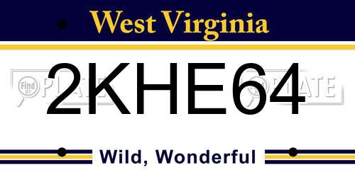 2KHE64 West Virginia License Plate