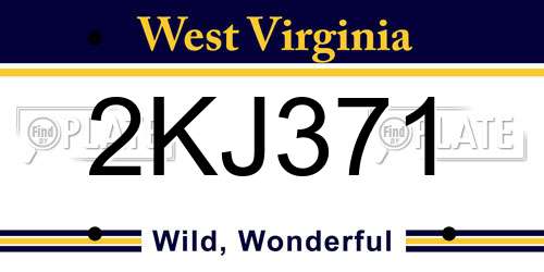 2KJ371 West Virginia License Plate