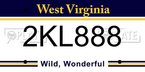 2KL888 West Virginia License Plate