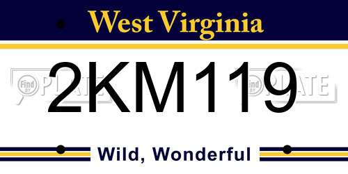 2KM119 West Virginia License Plate