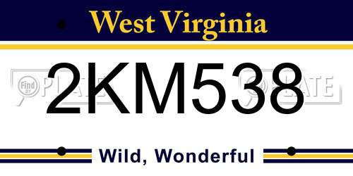 2KM538 West Virginia License Plate