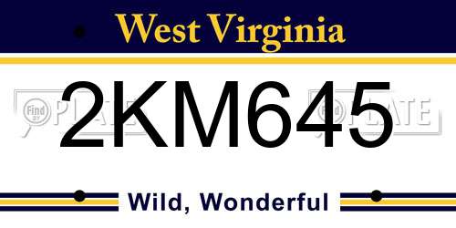 2KM645 West Virginia License Plate