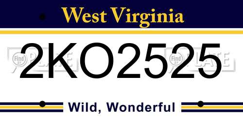 2KO2525 West Virginia License Plate