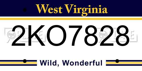 2KO7828 West Virginia License Plate