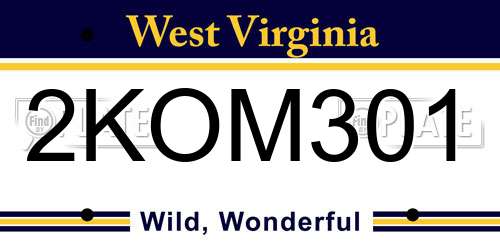 2KOM301 West Virginia License Plate