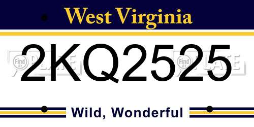 2KQ2525 West Virginia License Plate