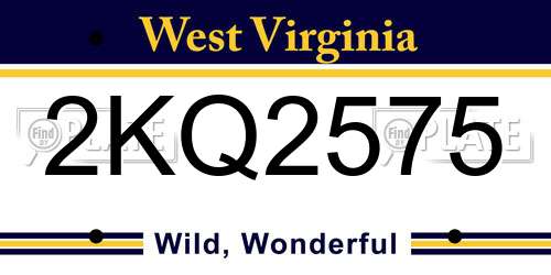 2KQ2575 West Virginia License Plate