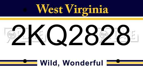 2KQ2828 West Virginia License Plate