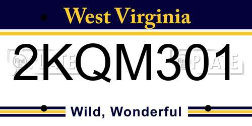 2KQM301 West Virginia License Plate
