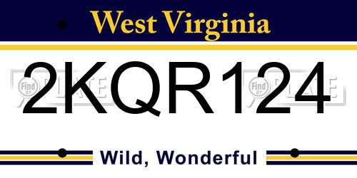 2KQR124 West Virginia License Plate