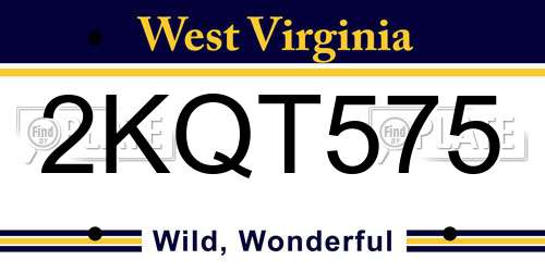 2KQT575 West Virginia License Plate