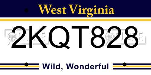 2KQT828 West Virginia License Plate