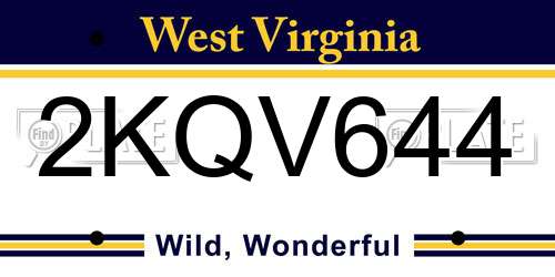 2KQV644 West Virginia License Plate