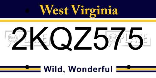 2KQZ575 West Virginia License Plate