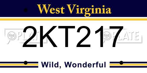 2KT217 West Virginia License Plate