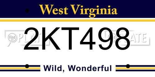 2KT498 West Virginia License Plate