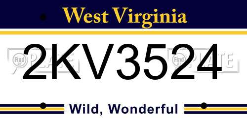 2KV3524 West Virginia License Plate