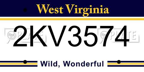 2KV3574 West Virginia License Plate