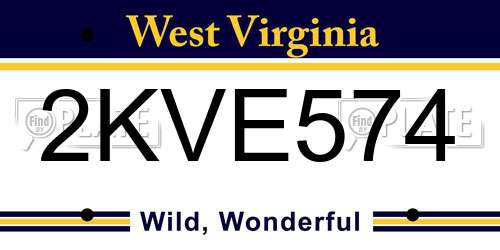 2KVE574 West Virginia License Plate