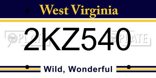 2KZ540 West Virginia License Plate