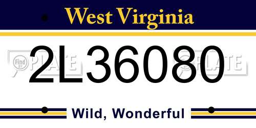 2L36080 West Virginia License Plate