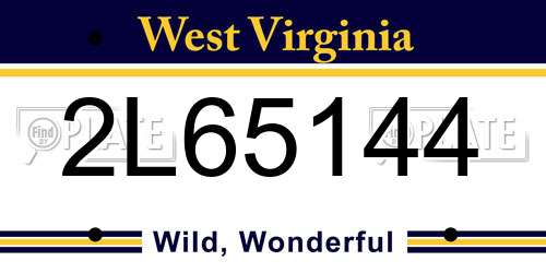 2L65144 West Virginia License Plate