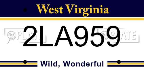 2LA959 West Virginia License Plate