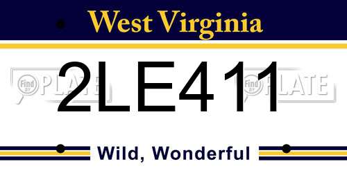 2LE411 West Virginia License Plate