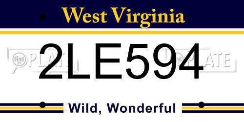 2LE594 West Virginia License Plate