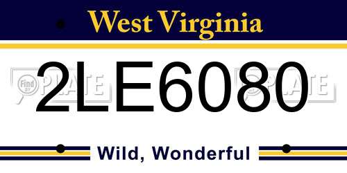 2LE6080 West Virginia License Plate
