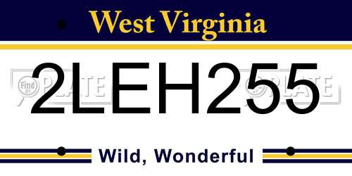 2LEH255 West Virginia License Plate