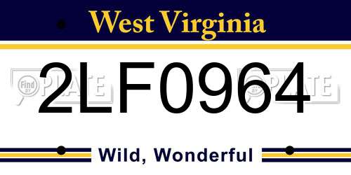 2LF0964 West Virginia License Plate