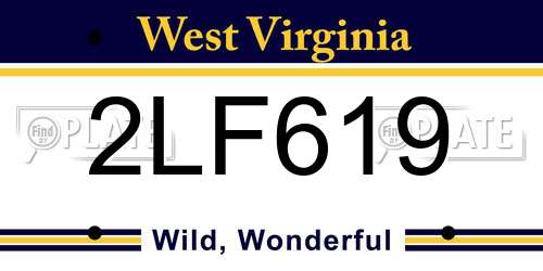 2LF619 West Virginia License Plate