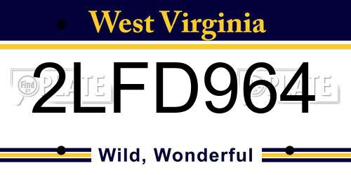 2LFD964 West Virginia License Plate