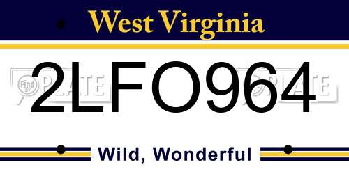 2LFO964 West Virginia License Plate