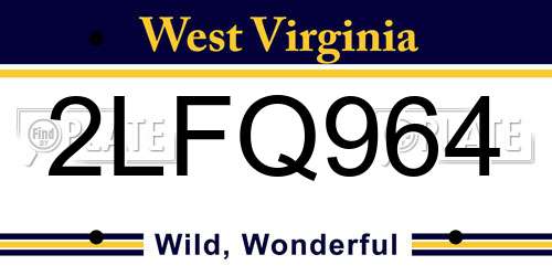 2LFQ964 West Virginia License Plate