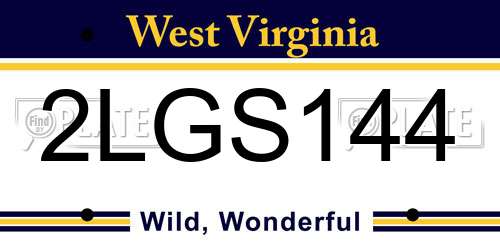 2LGS144 West Virginia License Plate