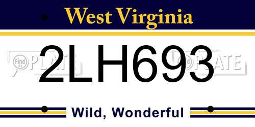 2LH693 West Virginia License Plate