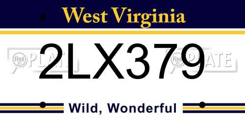 2LX379 West Virginia License Plate