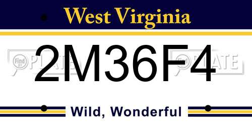 2M36F4 West Virginia License Plate