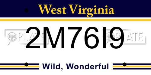 2M76I9 West Virginia License Plate