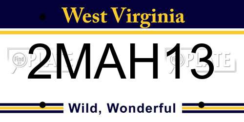 2MAH13 West Virginia License Plate
