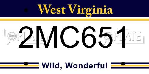 2MC651 West Virginia License Plate