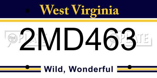 2MD463 West Virginia License Plate
