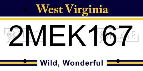 2MEK167 West Virginia License Plate